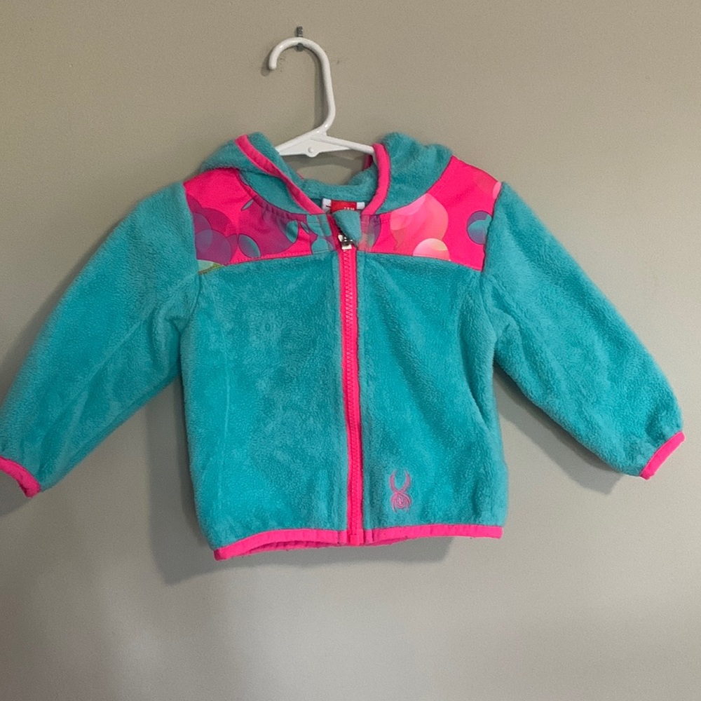 Spyder Turquoise and Pink Zip Up Hoodie Baby Size 18 Months